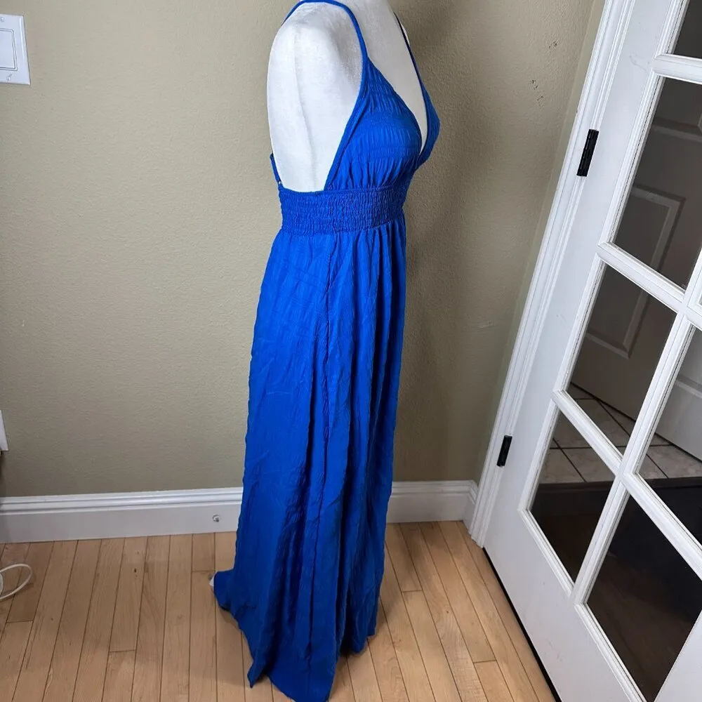 NWT SHEIN Crepe-y Linen-y Cobalt Blue Maxi Sun Dress Size Small - Image 8
