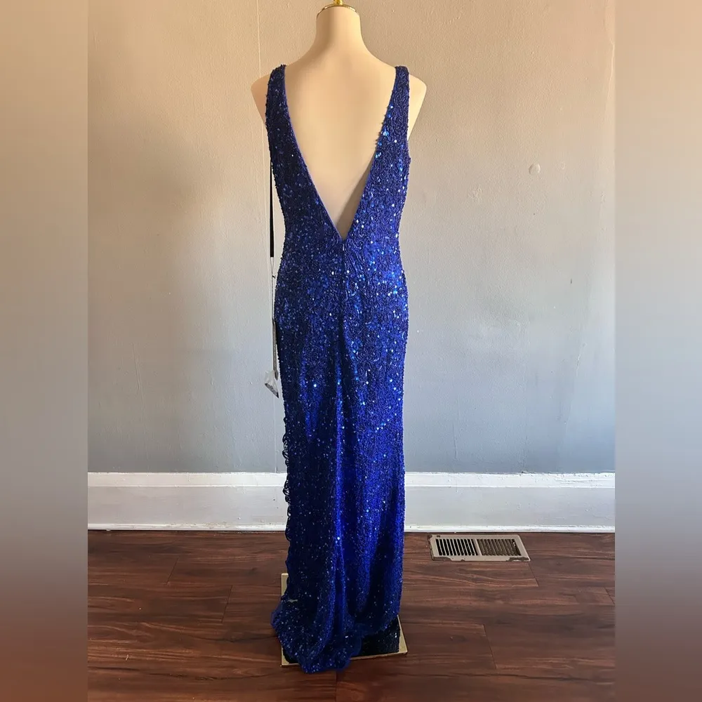 NWT Primavera Couture Prom Blue Sequin Gown | Size: 8 | Style: 3953 - Image 6