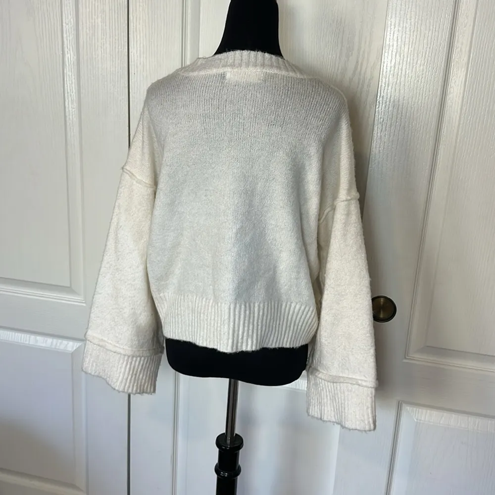 Double Zero  WHITE KNIT WIDE SLEEVE SWEATER - Image 5