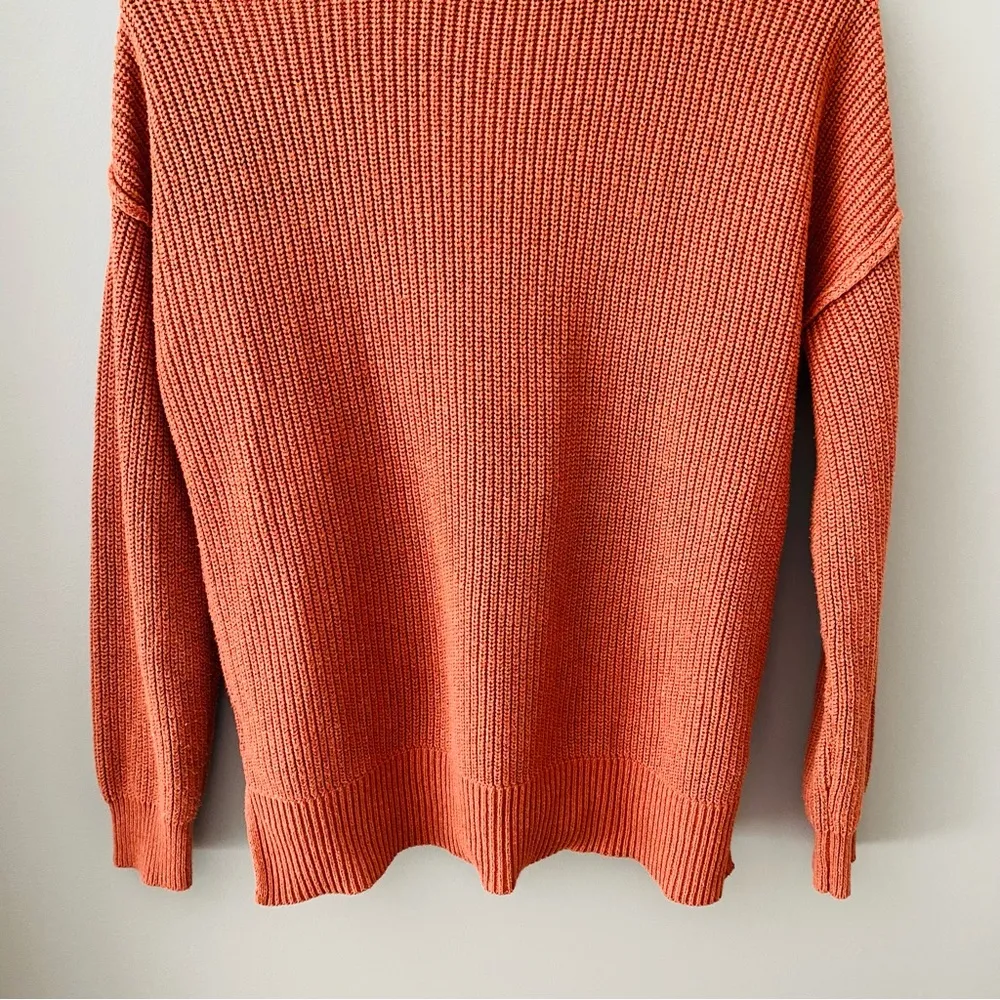 Pullover Knit Sweater Orange Sz Small - Image 8