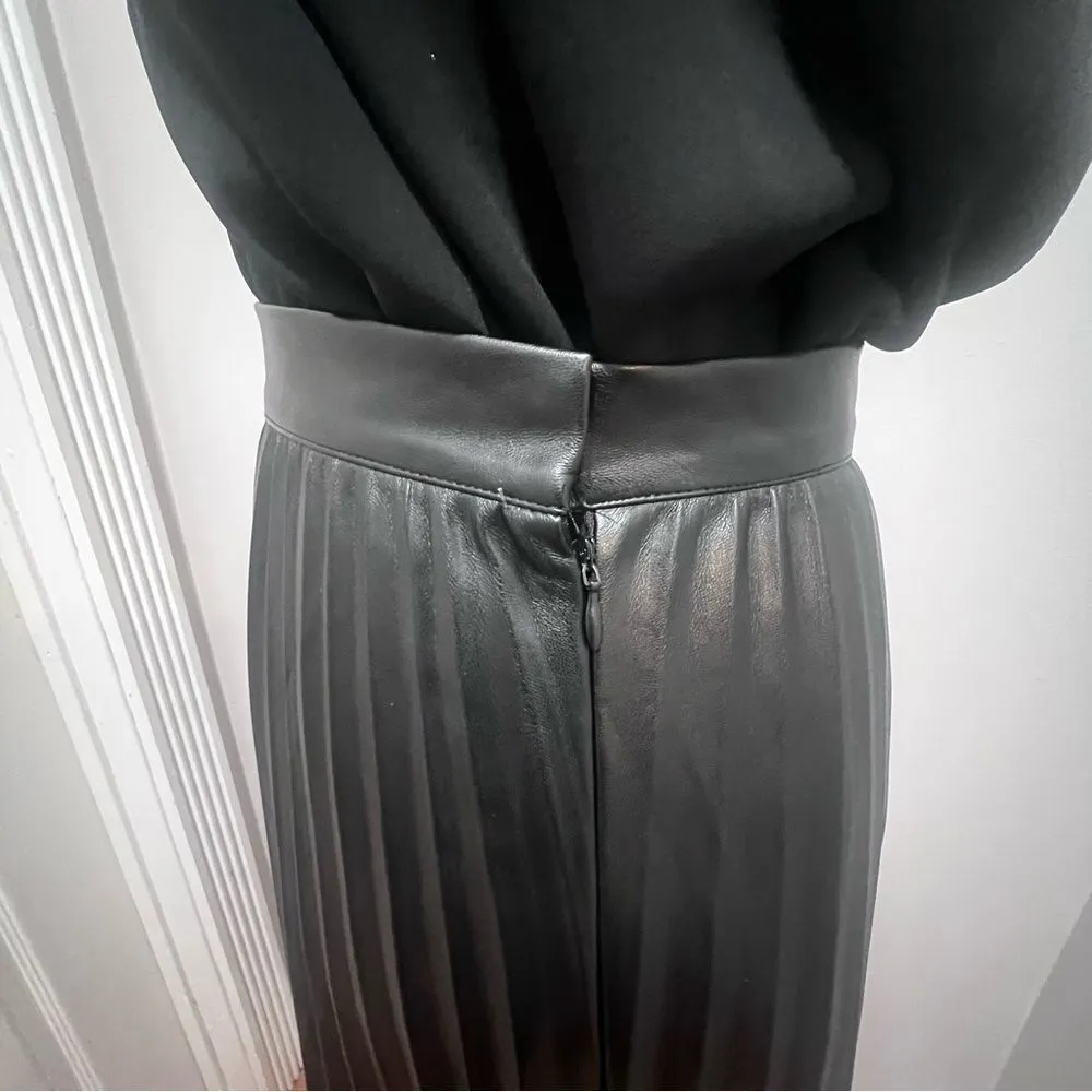 Bishop + Young Presley Vegan pleated Leather Skirt women's size small in black - Image 12