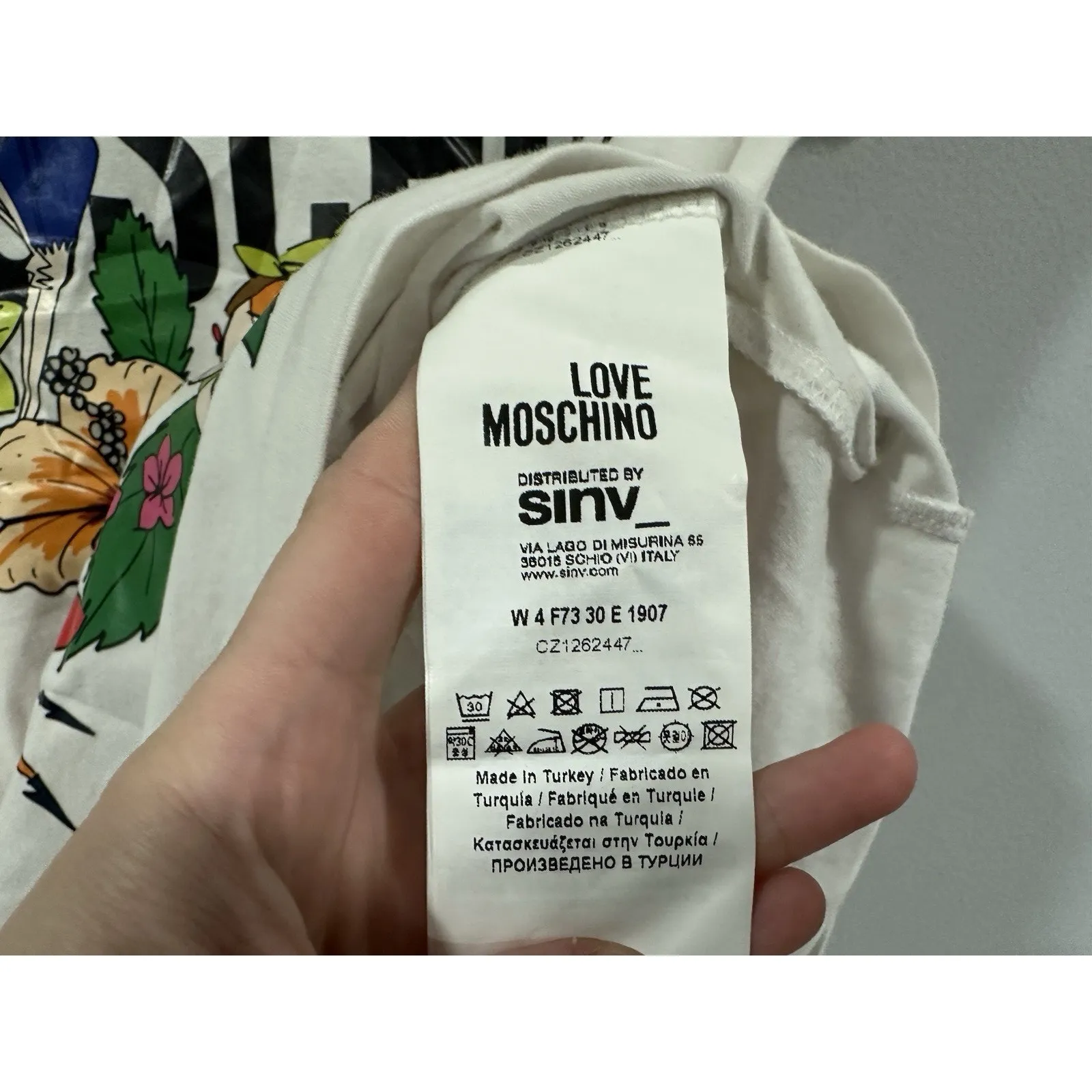 Love Moschino Floral White Short Sleeve Shirt Women's Size US 6 - Image 6