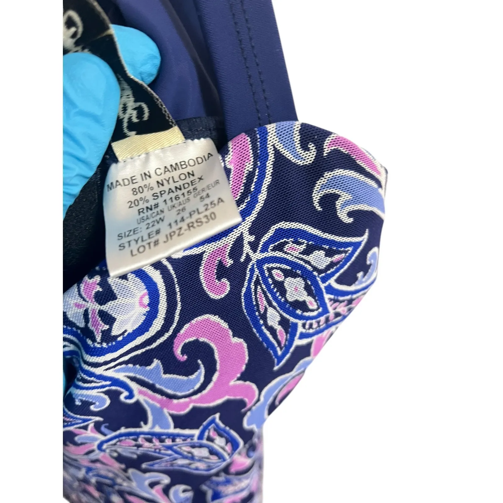 Alisha Levine Swimdress Plus 22W Swim Bathing Suit One Piece Paisley Blue Pink - Image 5