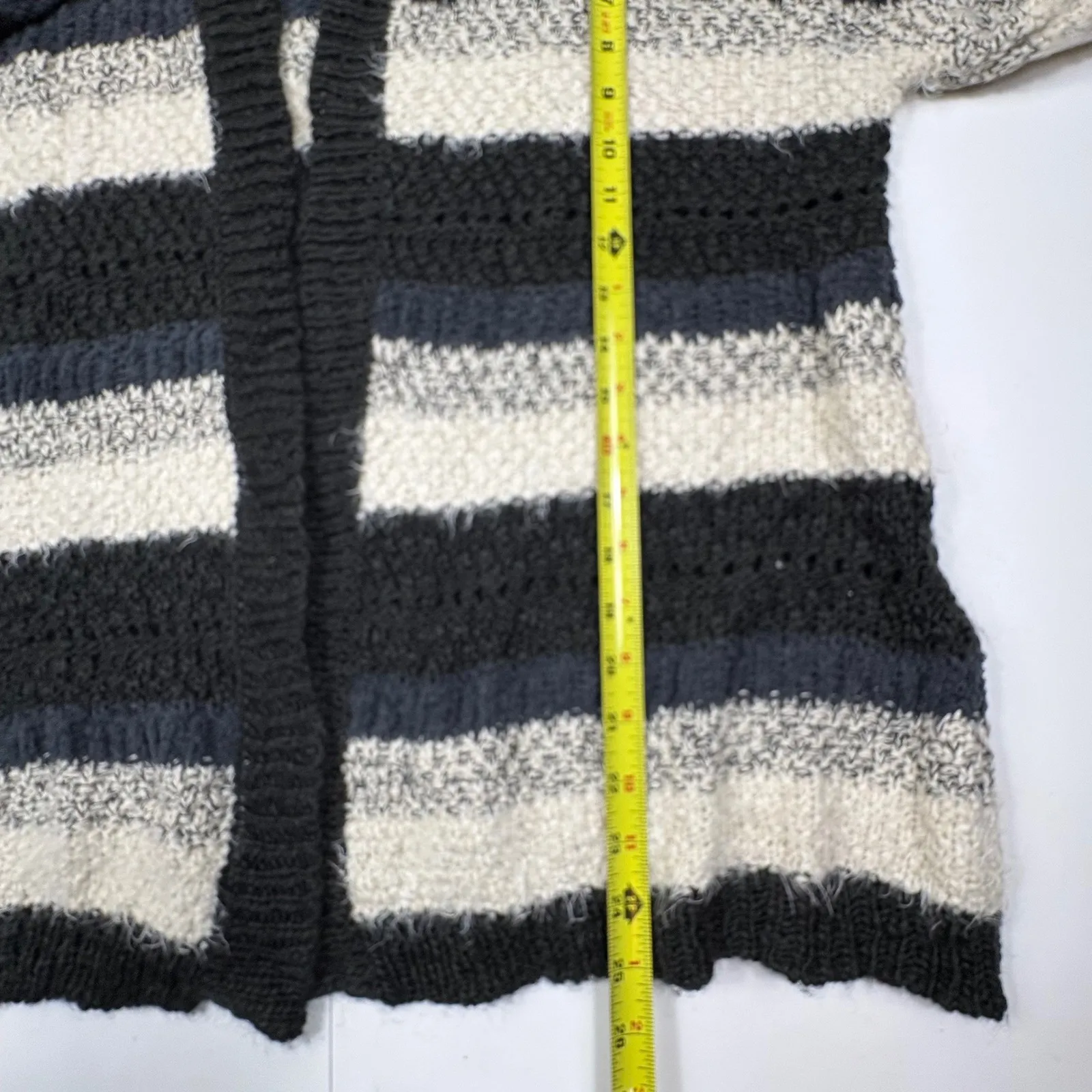 House of Harlow 1960 Striped Open Front Knit Cardigan Sweater One Size Black Size undefined - Image 9
