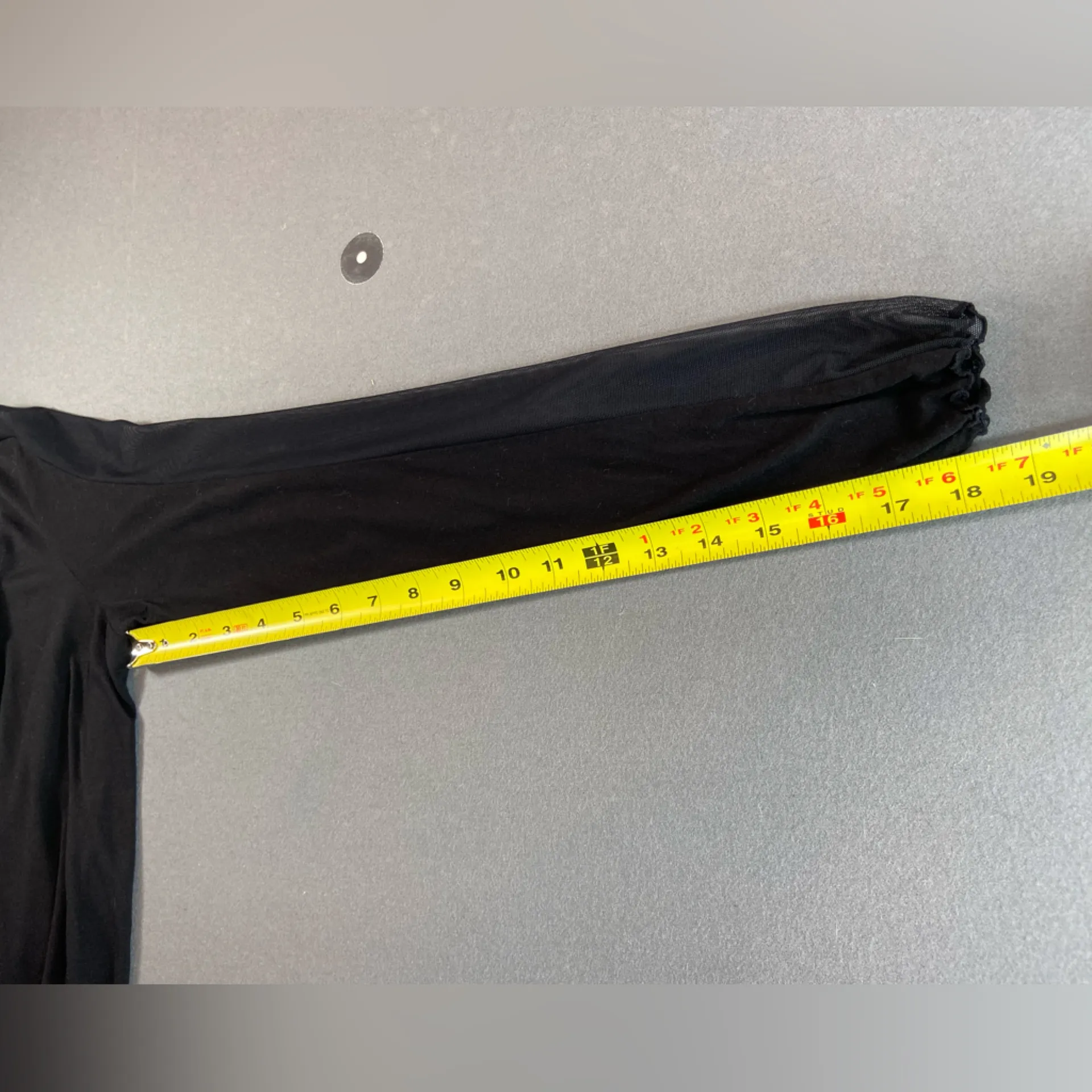 Nesh Tee shirt sheer v neck & upper arm long sleeves Shirt tail round Hem‎ small Black - Image 8