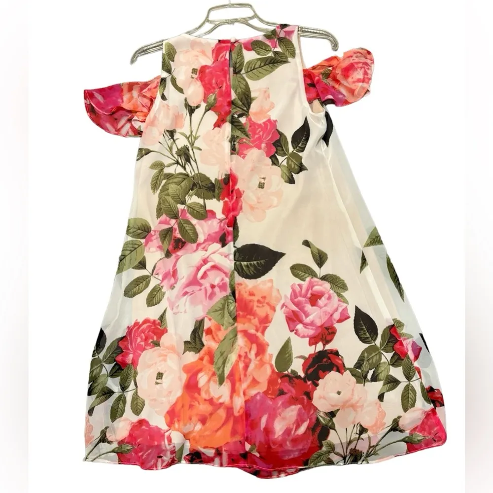 ELIZA J from Bloomingdale’s floral pink white summer party dress sz  4 worn once - Image 2