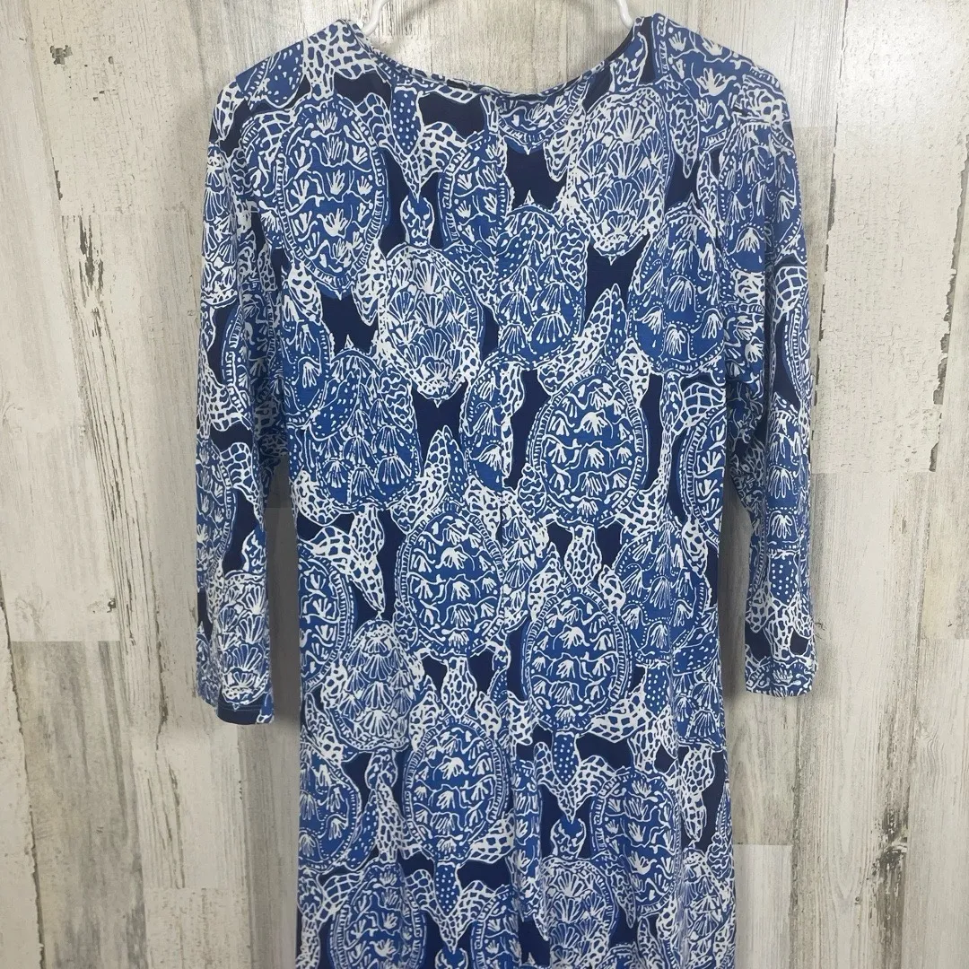 Lilly Pulitzer Anissa Maxi Dress Deep Indigo Snap To It 100% Pima Cotton Resort - Image 9