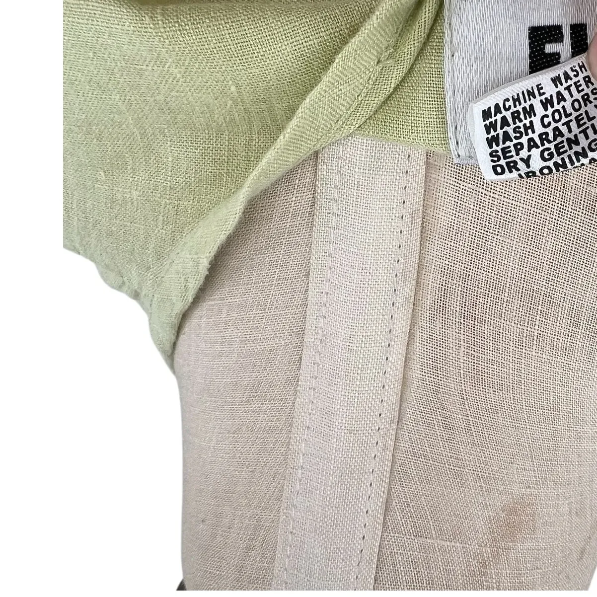 Flax‎ Top Short Sleeve Blouse T-Shirt Linen Lime Green Size XS - Image 7