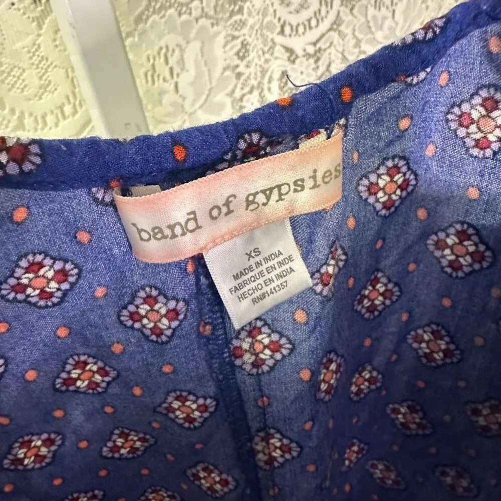 XS Band of Gypsies Blue / Multicolor slip dress - Image 4