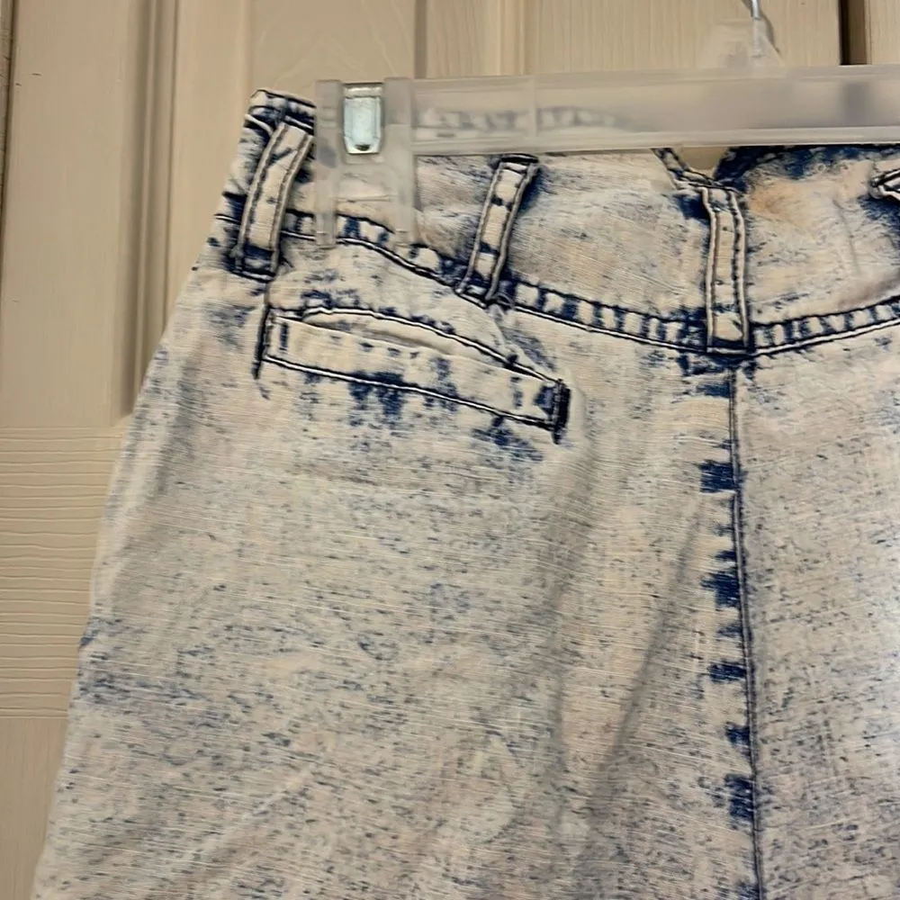 Gitano Vintage 1980s Acid Wash Denim Shorts High Rise Notched Waist 28 Waist - Image 9