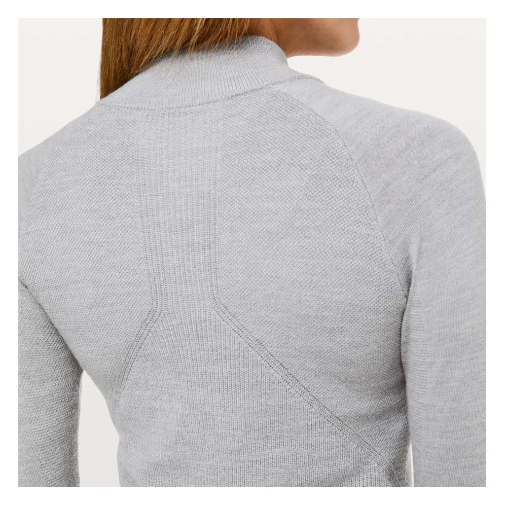 Lululemon Time To Thrive 100% Merino Wool Jacket in Heathered Silver Drop Size 4 - Image 5