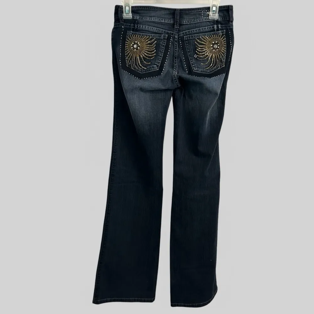 Cheviotto Columbian Retro bead embellished dark western flared denim size 5 JRs Blue - Image 2