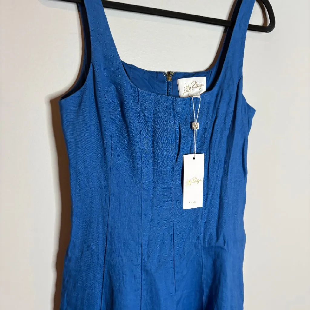 NWT Lilly Pulitzer Calina Linen Tank Midi Dress Blue - Image 3