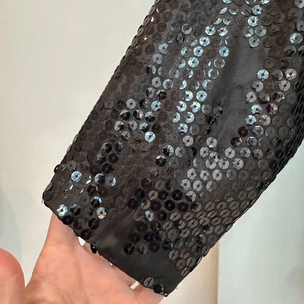 Malene Birger Black Sequin Formal Party Pullover Women's Top Blouse Size US 4 - Image 6