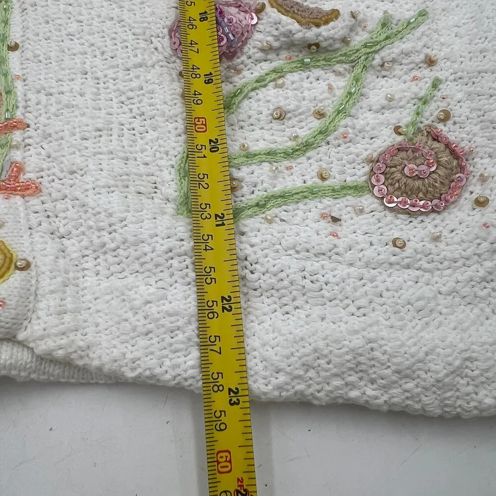 Vintage Nautical Beaded Cardigan Design Options by Philip and Jane Gordon White Size XL - Image 10