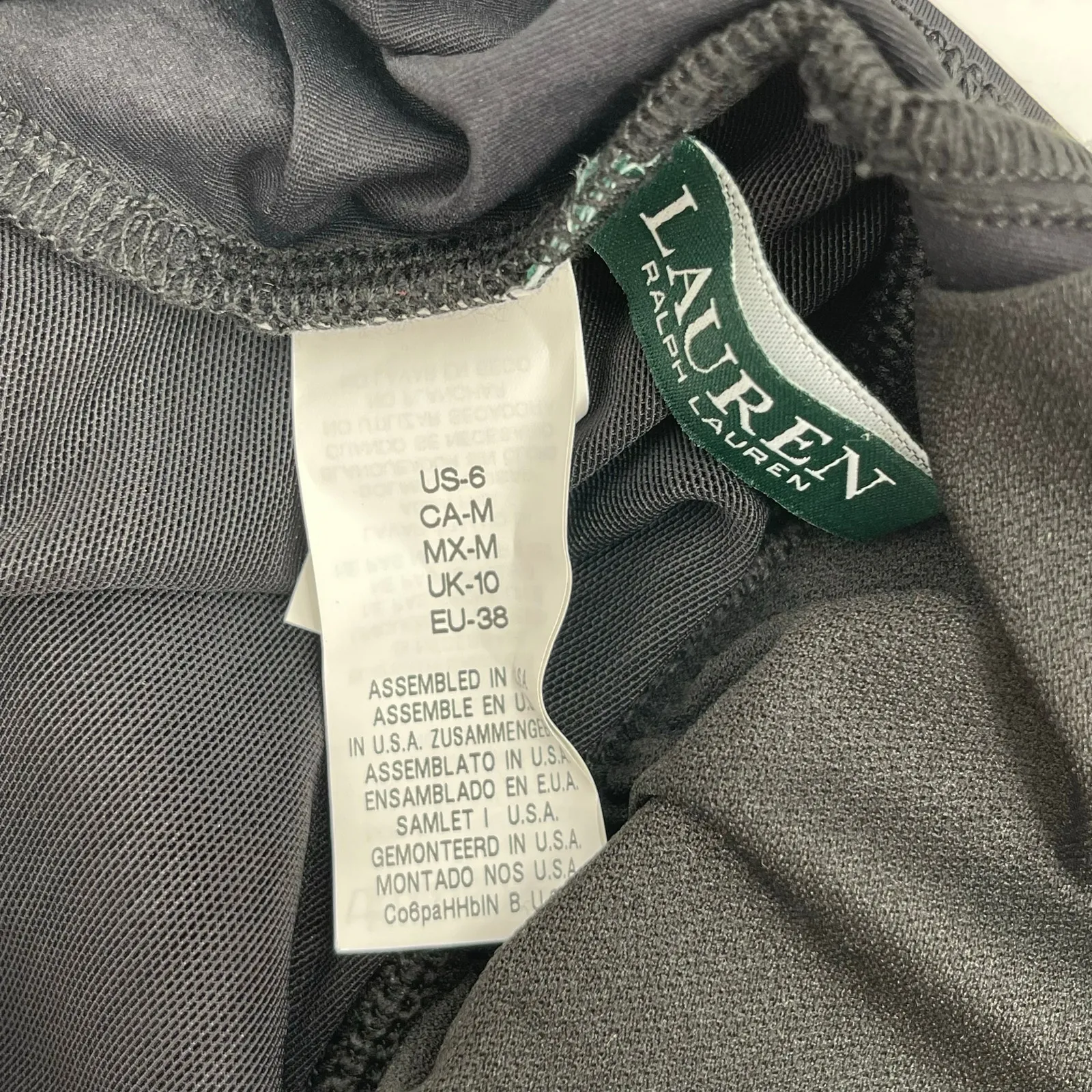 LAUREN RALPH LAUREN Tankini Top Size 6 Black NWOT Beach Club Gold Detail NEW - Image 3