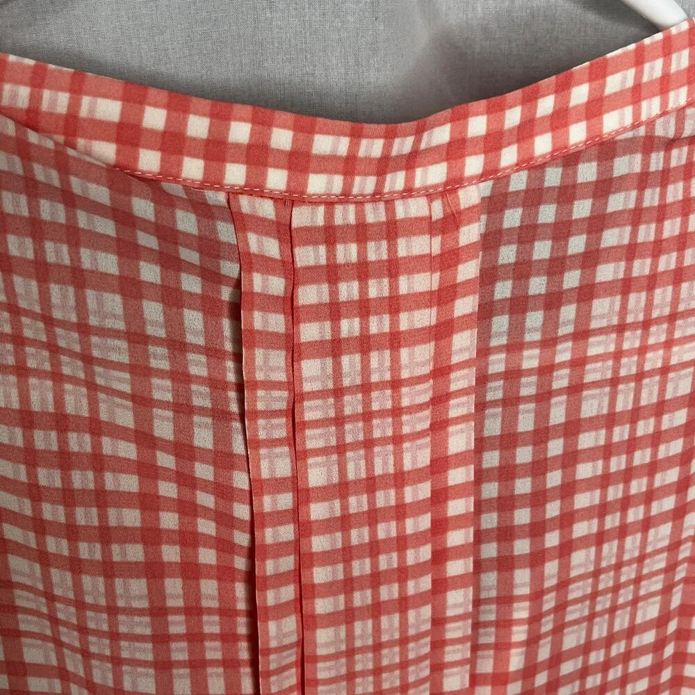 41 Hawthorn Pink Checkered Pleated Lightweight Sleeveless Blouse L Petite Size L - Image 4