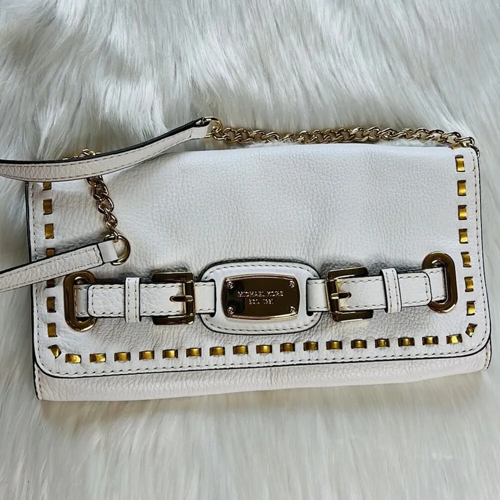 Michael Kors Optic White Hamilton Whipped Shoulder Bag - Image 2