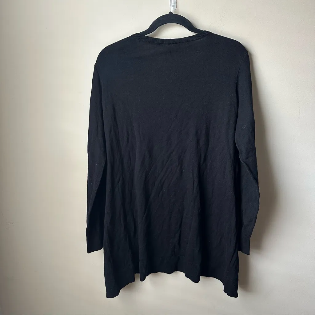 DG2 by Diane Gilman Womens Long Sleeve hi Low Shirt Top in Black Sz Large Cotton - Image 5