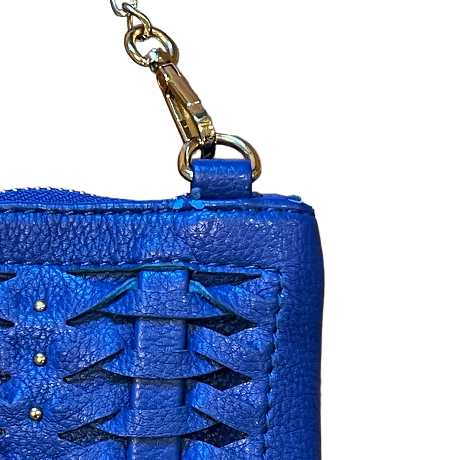 Street Level Womens Handbag Blue Weave Leather Clutch Crossbody Chain‎ Strap - Image 3
