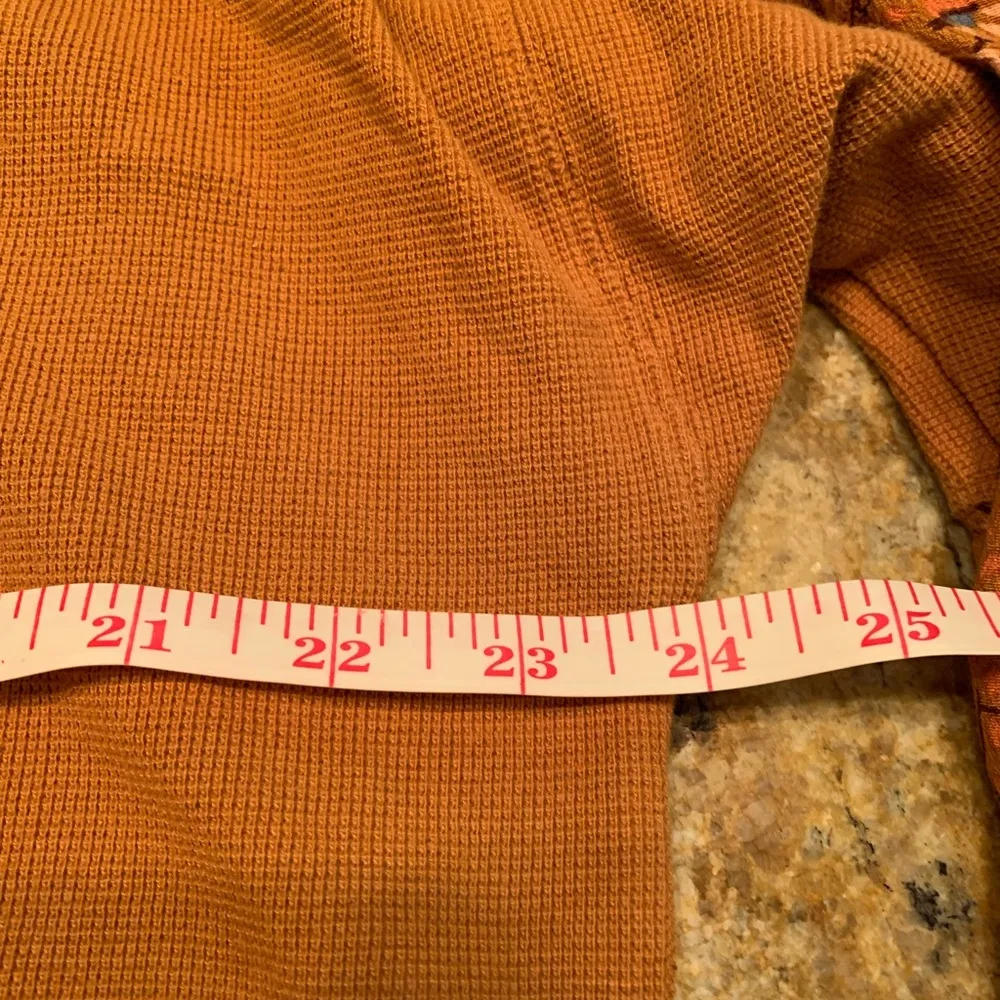 By Anthropologie Annette Orange/Yellow Floral Print Waffle Knit Top Blouse Sz L - Image 8