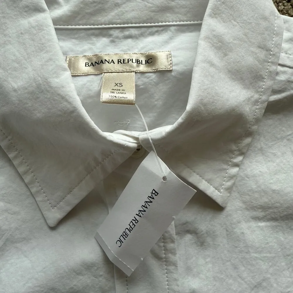 NWT Banana Republic White Long Sleeve Button Down Minimalist Basic Staple Piece - Image 3