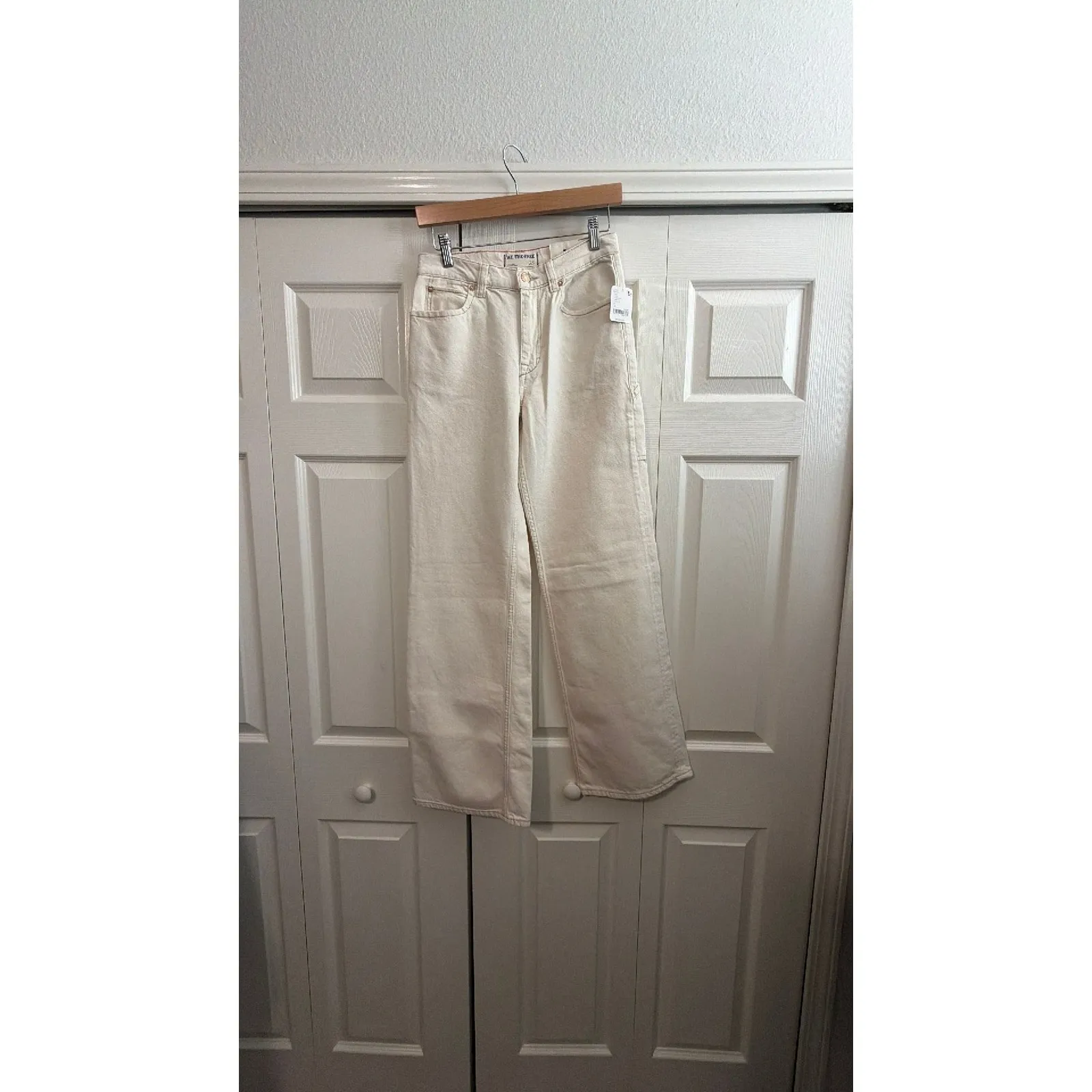 Free People Ecru Wide Leg Denim - Image 3