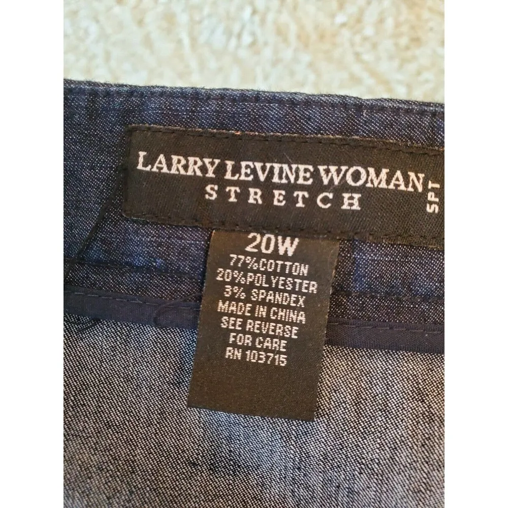 Larry Levine Womens Blue Cotton Stretch Side Zip Straight Knee Length Skirt 20W - Image 7