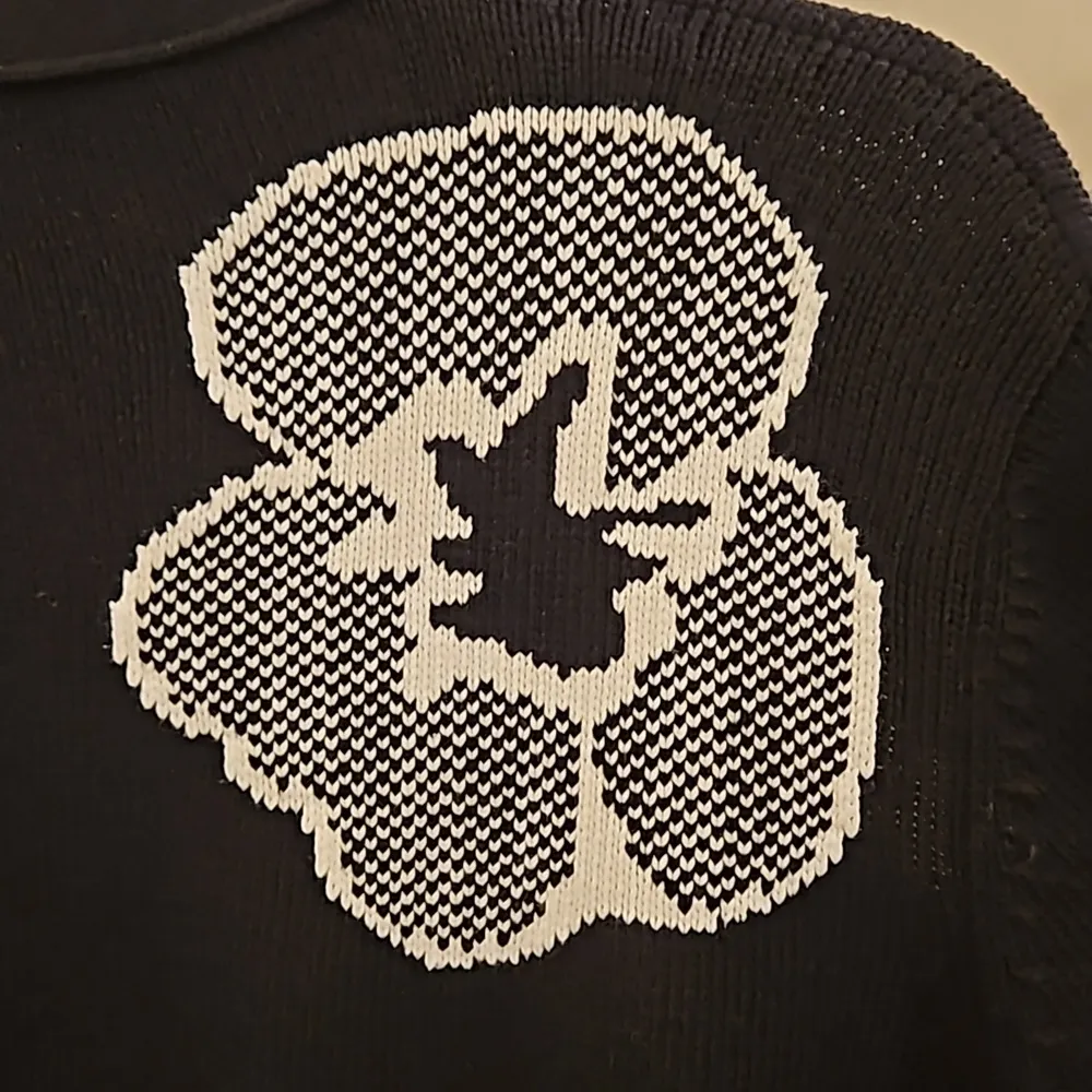 💕MAXMARA💕 Knit Open Front Cardigan Black White Abstract Floral Print Medium - Image 9