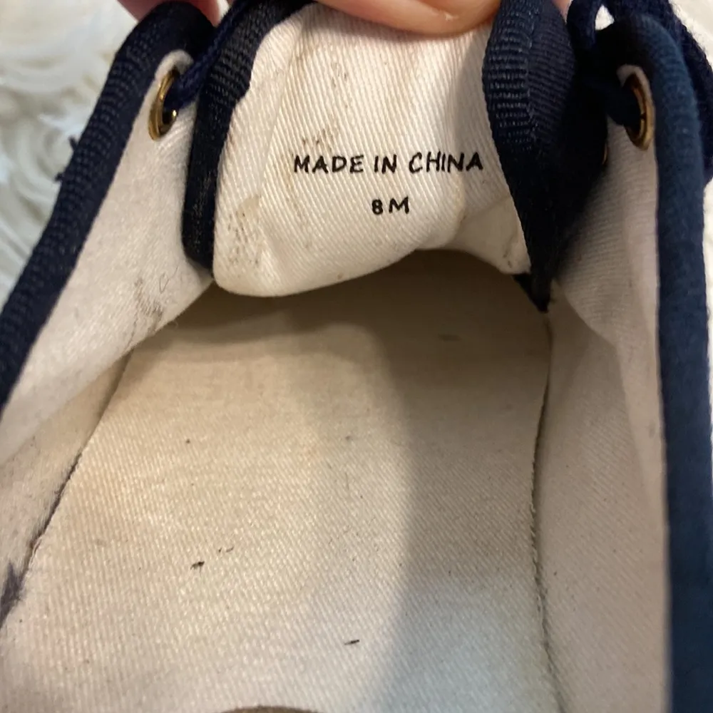 Jack Rogers CARTER Slip On Sneakers Lace Up Navy Midnight Blue Gold 👟 size 8 - Image 10