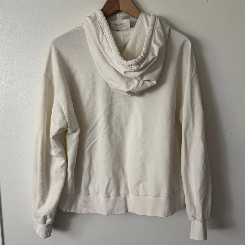 Cleobella L Jaidev Pullover Hoodie Cotton Sweatshirt in White - Image 6