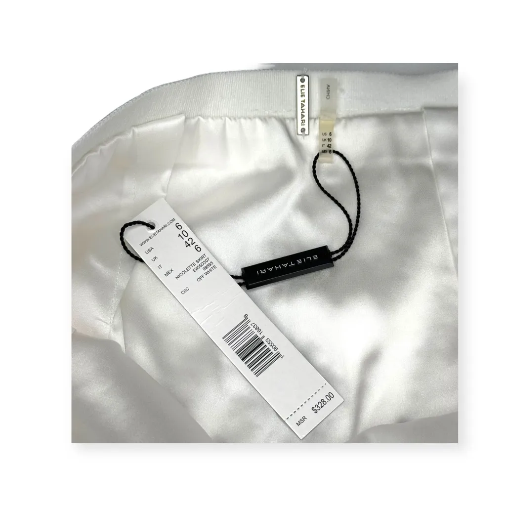 new Elie Tahari 𖤗 Nicolette Eyelet Lace Fringe A Line Knee Skirt 𖤗 Off White 𖤗 6 - Image 9