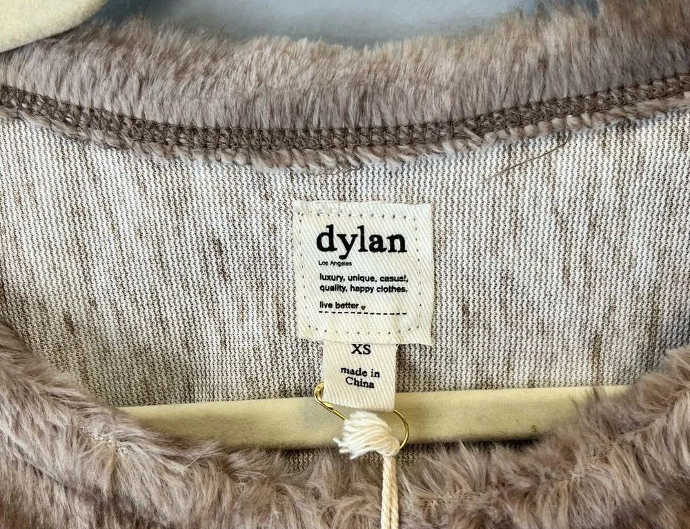 Dylan Faux Fur Brown & Tan Chevron Stripe Vintage Drop Shoulder Pullover XS NWT - Image 4