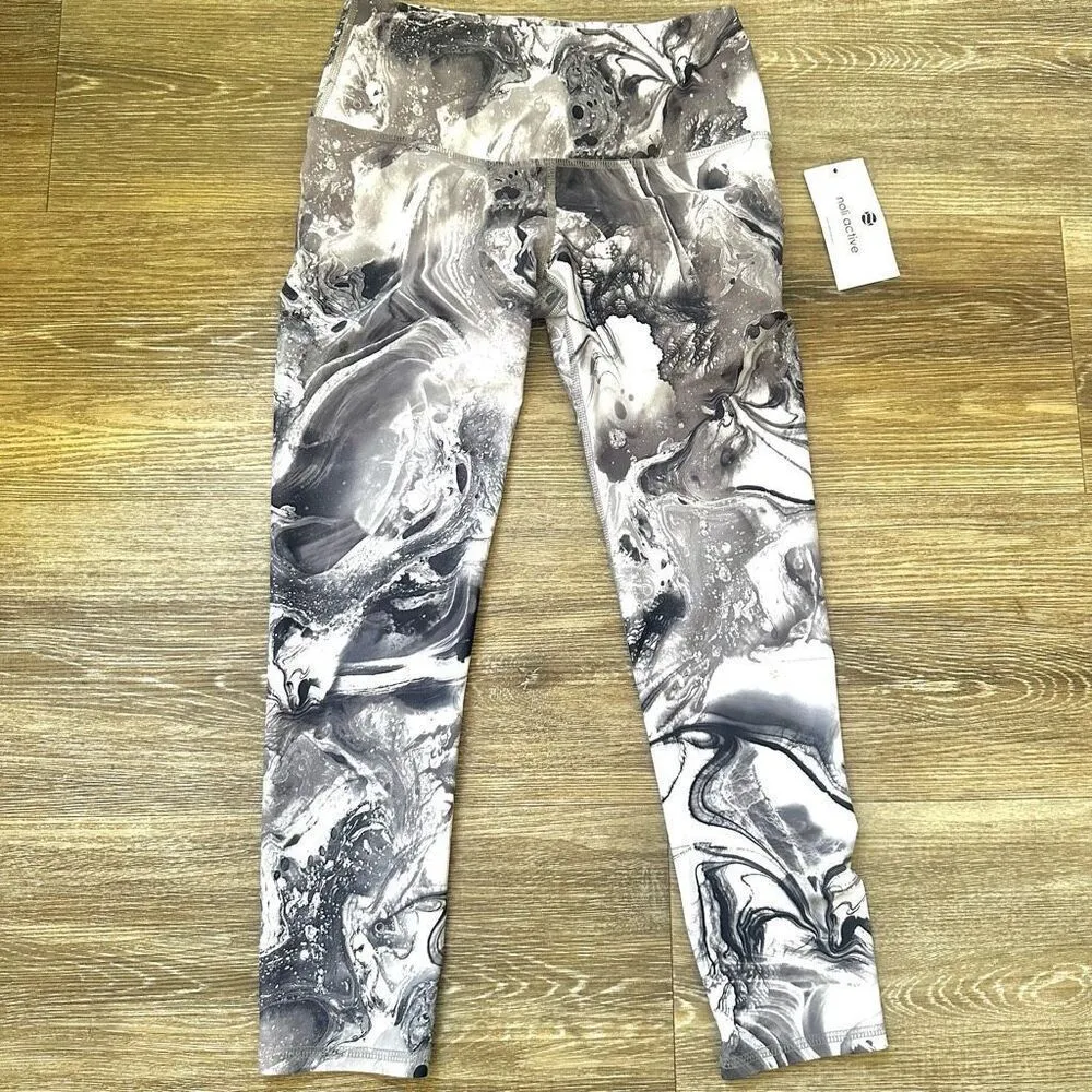 Noli Active grey and white granite swirl leggings size M NWT - Image 10