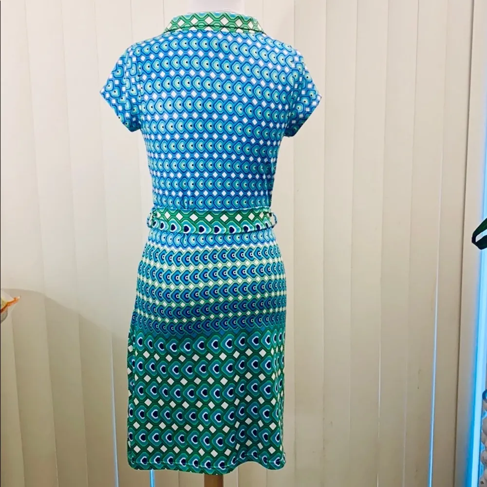 LAUNDRY by Shelli Segal blue/green geometric print dress. - Image 3