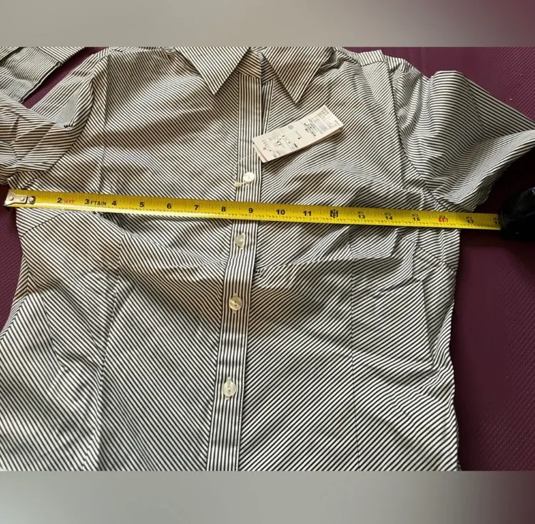 LISSEO Long Sleeve Button Down Shirt Black White Striped Made in Japan Women's S Multi - Image 5