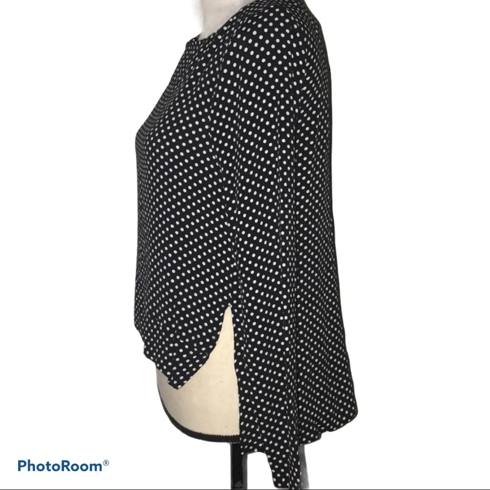 Philosophy XS womens black blouse white dots - Image 2