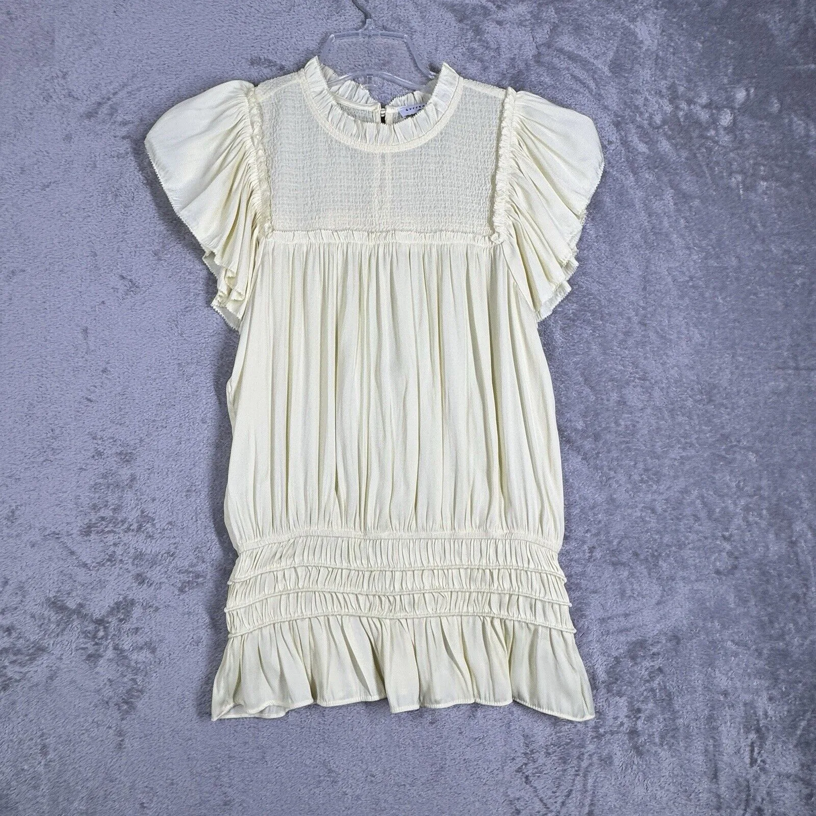 Current Air Shirt‎ Womens Small Yellow Ruffles Feminine Cottage Bohemian Peasant - Image 2