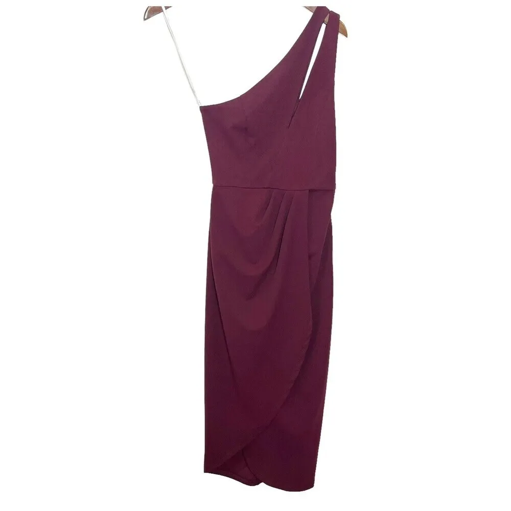 Lulu's So Flirty Burgundy One-Shoulder Cutout Asymmetrical Dress Women's Size XS - Image 3