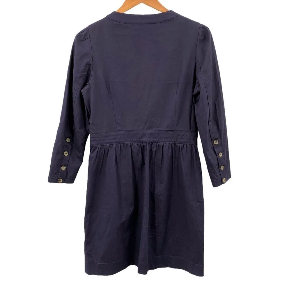 SEE BY CHLOE Navy Blue Stretch Cotton Button Front Dress Size 6 - Image 4