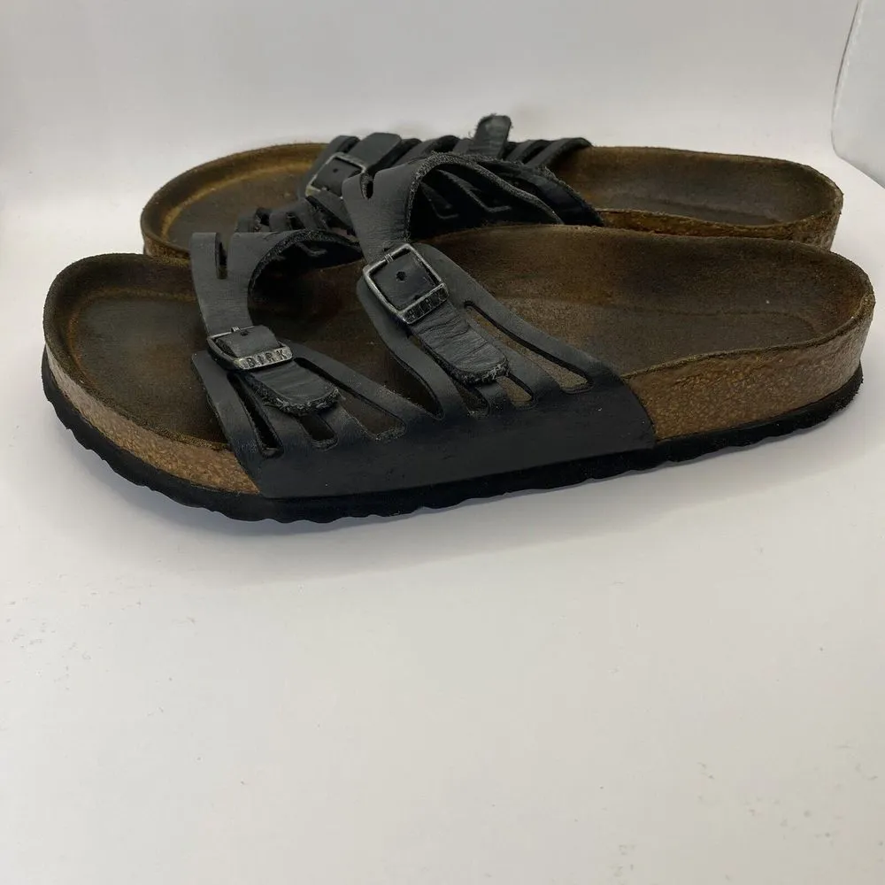 Birkenstock Womens Granada Double Straps Birk Sandals Black Sz‎ 38 US W7-flaw - Image 7