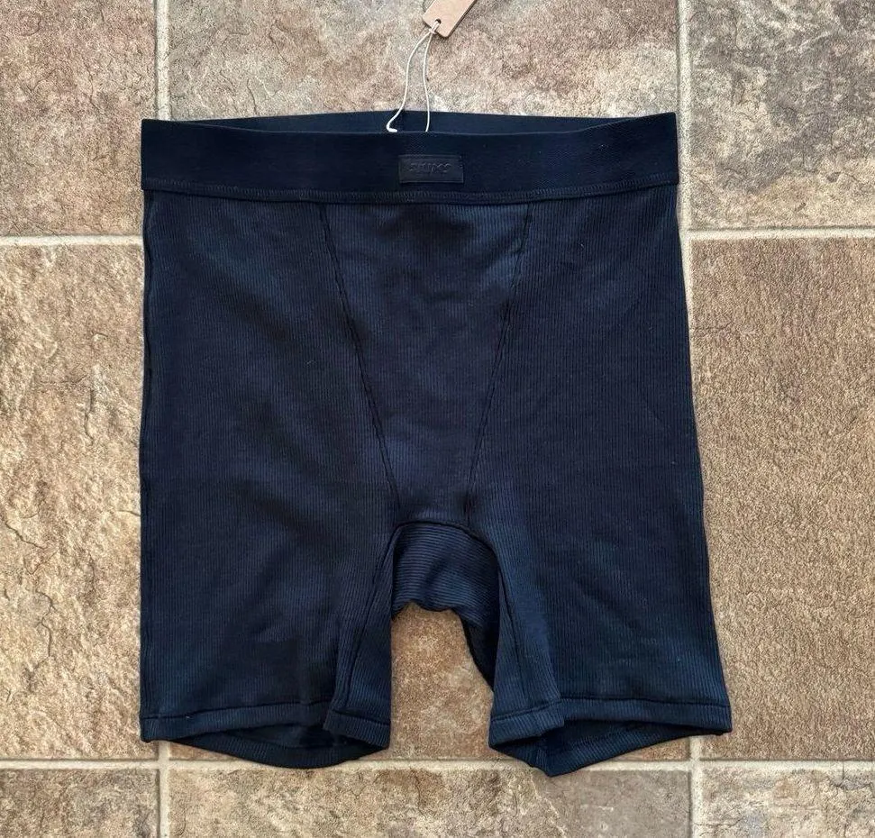 Skims Cotton Rib Boxer Soot Size Small - Image 5