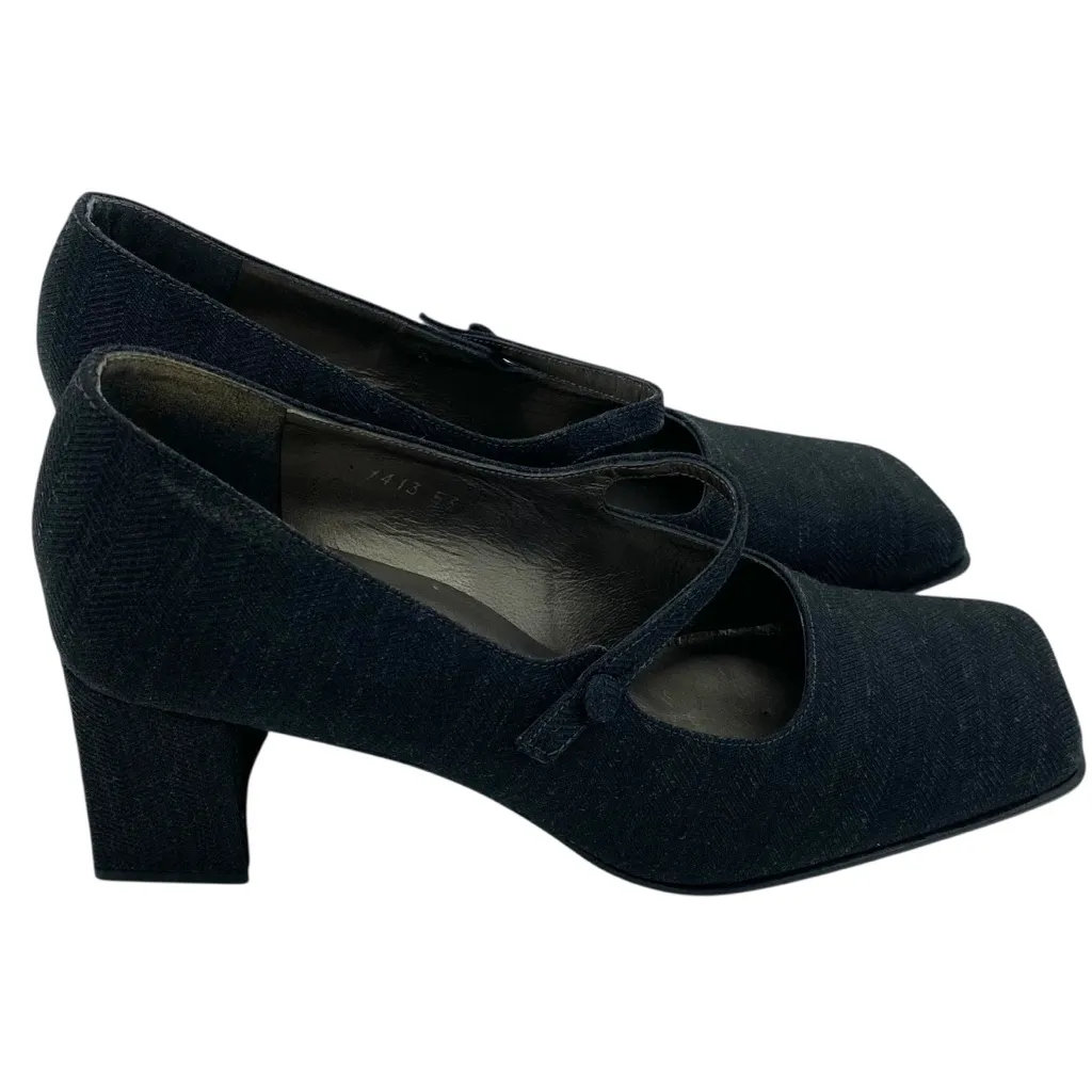 Enzo Angiolini Women's Textured Block Heel Mary Jane Black Leather Pump Heels - Image 5