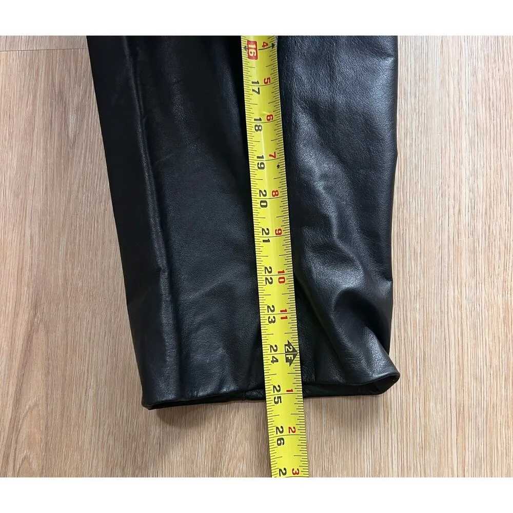 Vintage Cedars High Rise Black Leather Pleated Trousers Tapered Pants Sz 10 - Image 10