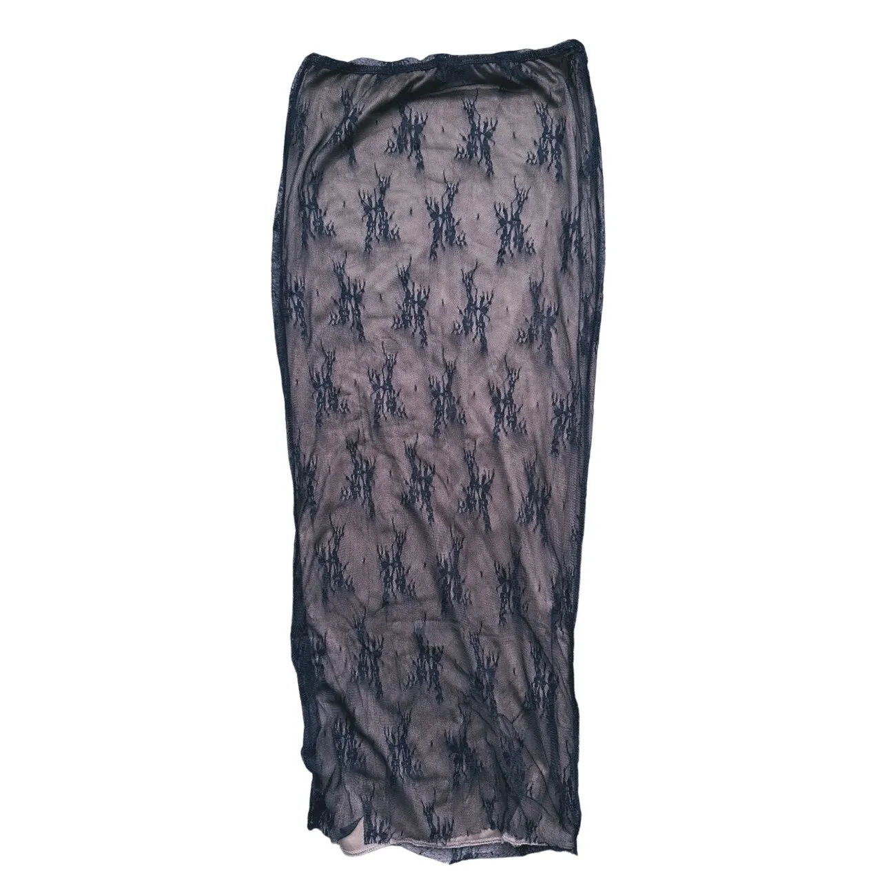 Whimsigoth Lace Sheer Overlay Maxi Skirt XS Black Romantic Fairy Goth Coquette - Image 3