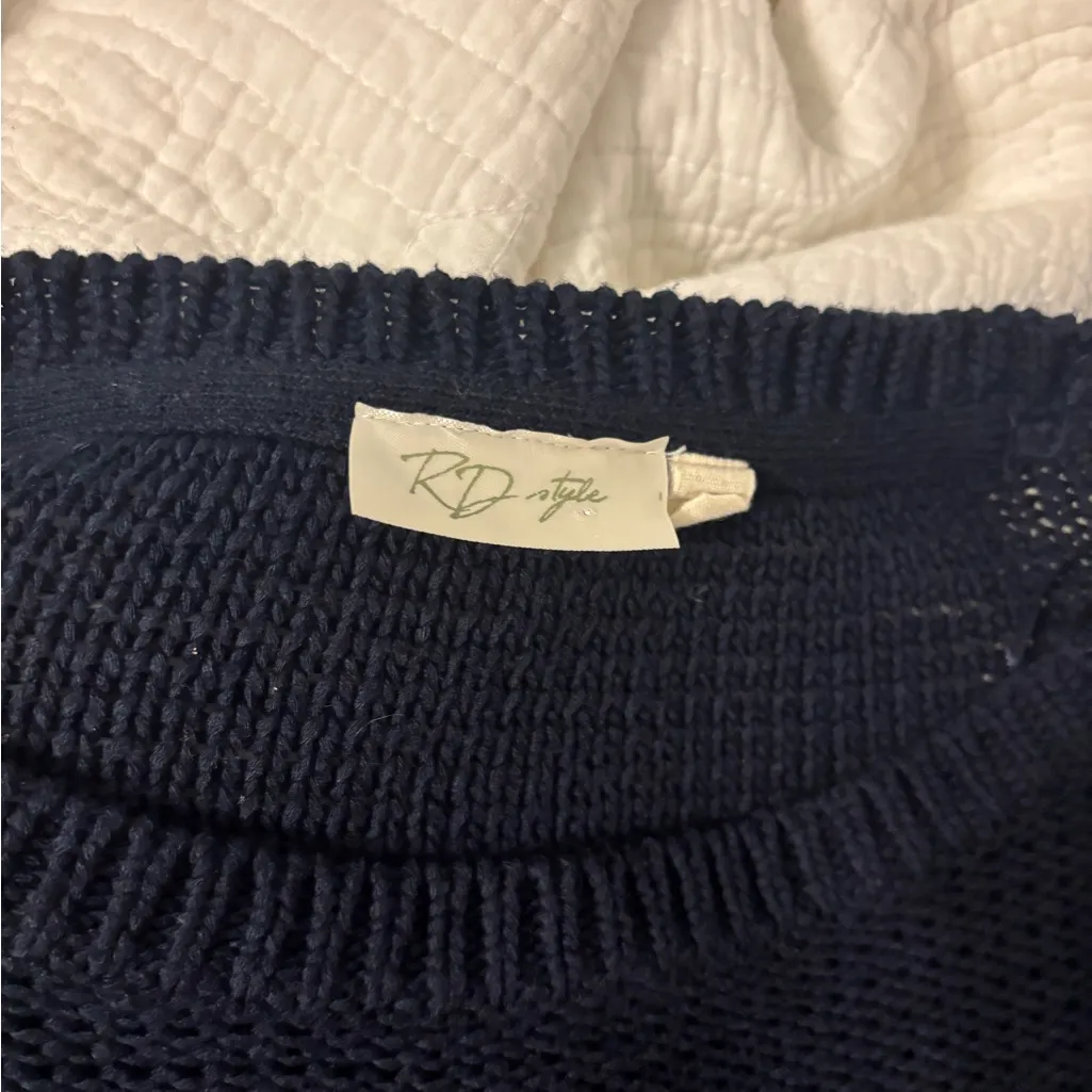RD Style Navy Sweater with Side Lace-Up - Image 2