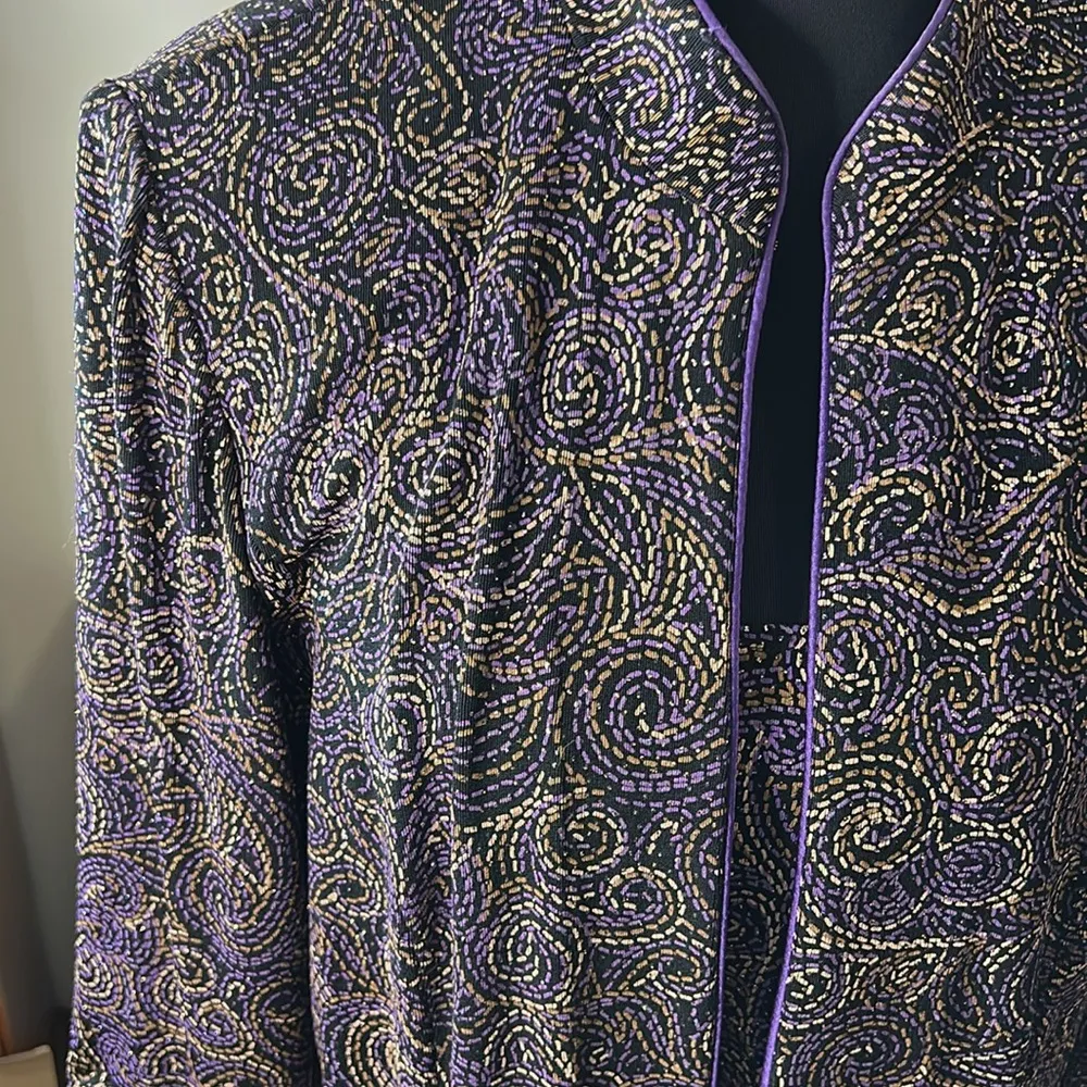 Alex Evenings twin set jacket and tank top with glitter accents size large - Image 10