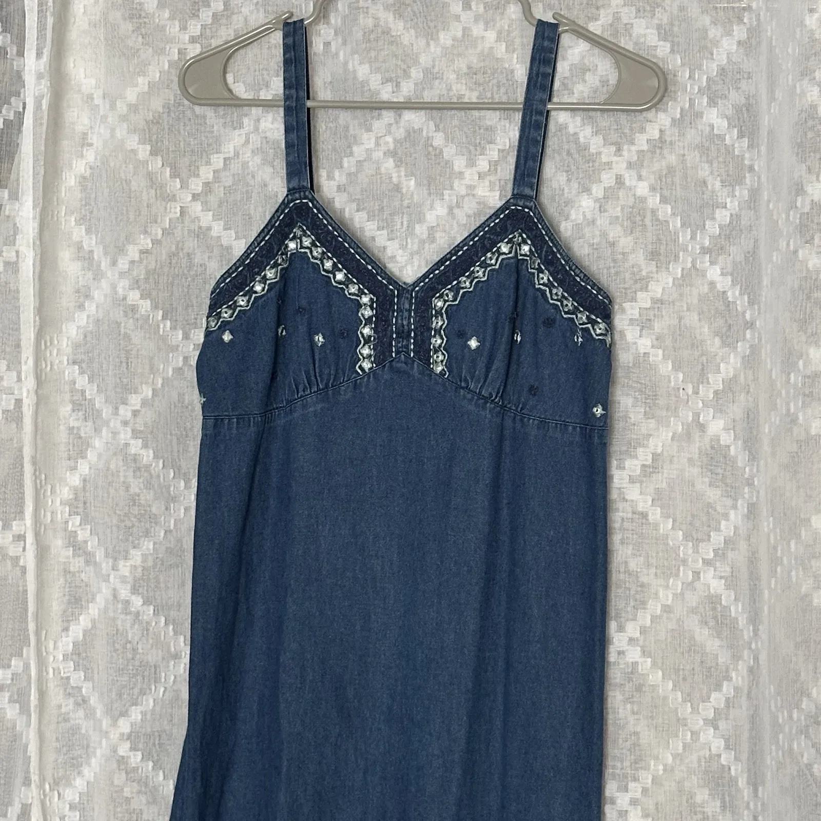 Jean Dress 6 8 Maxi Western Modest Trad Wife‎ Country Prairie Cottagecore Blue - Image 3