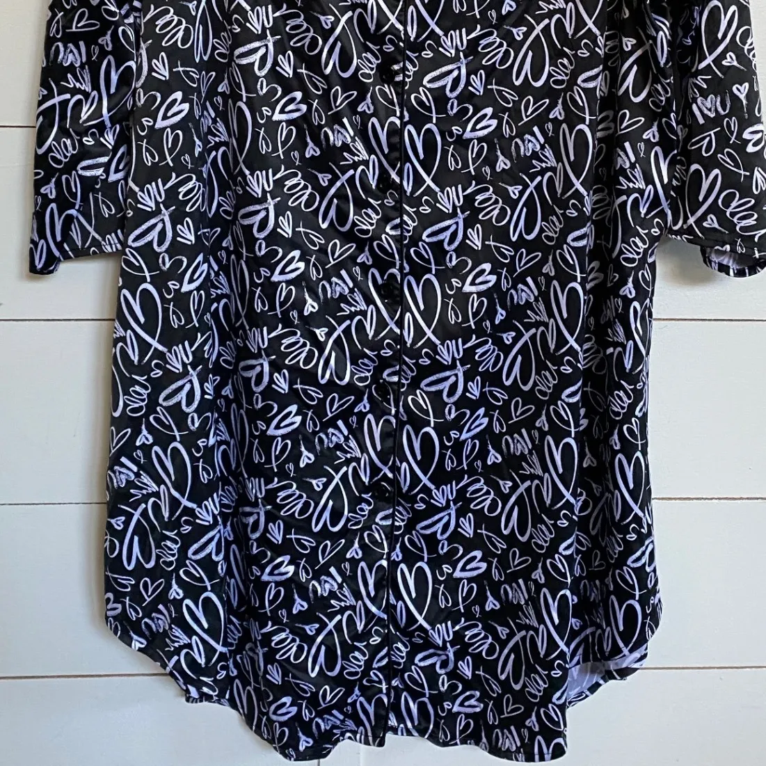 Torrid‎ Sleepgown Black White Heart Graffiti- 0X - Image 9