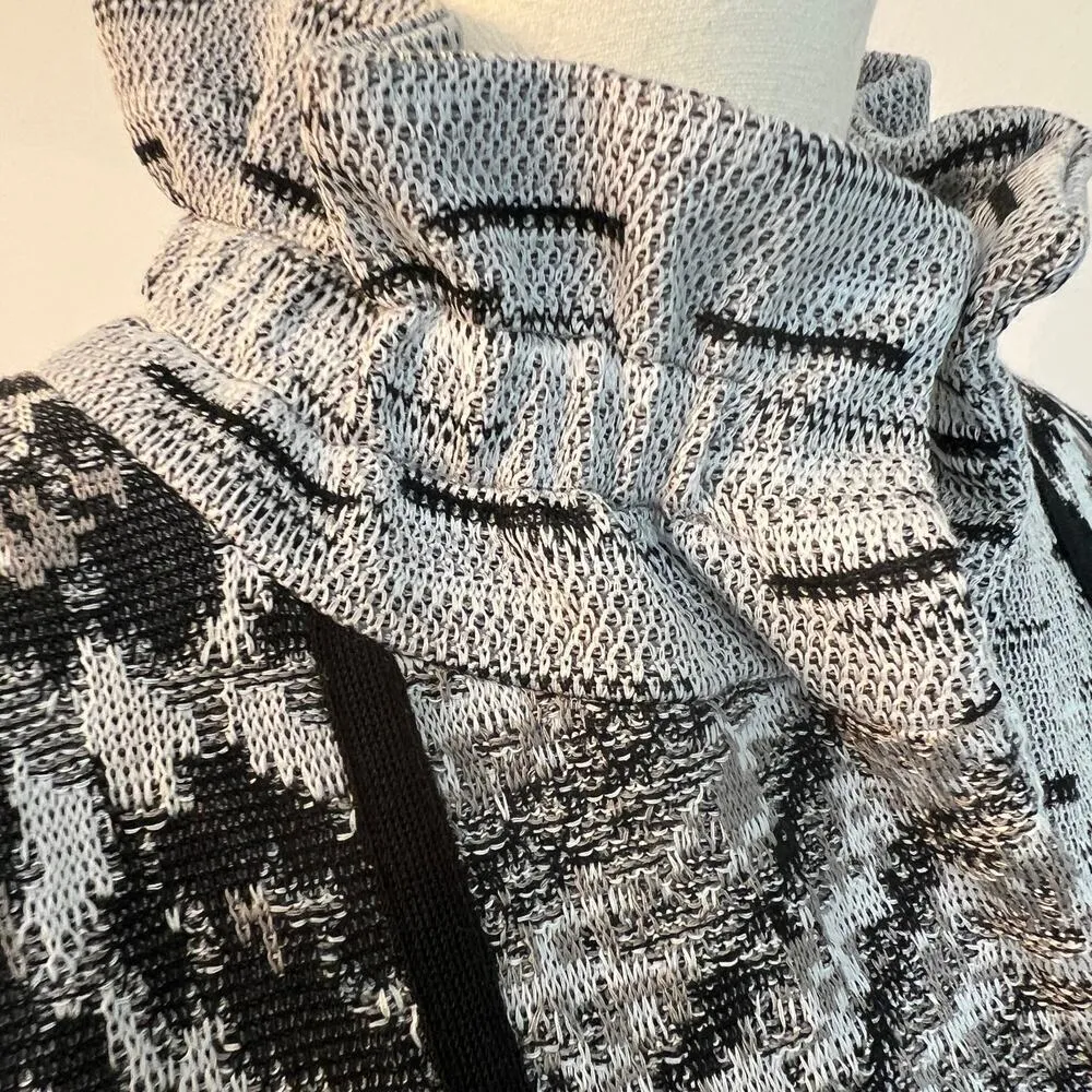 Ming Wang Multi Pattern Cardigan Sweater Collared Button Up Gray Black Size PXS - Image 6